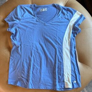 New Balance Women's Light Blue and Cream Short Sleeve Tee